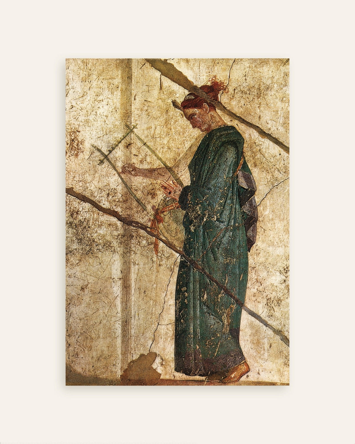 Plakat med den romerske fresko af kvinden med lyre