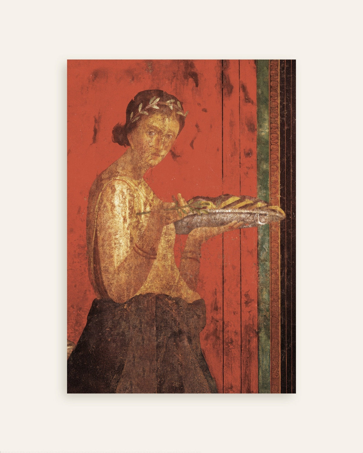 Plakat med freskoen af kvinden med laurbærkrans fra Pompeji