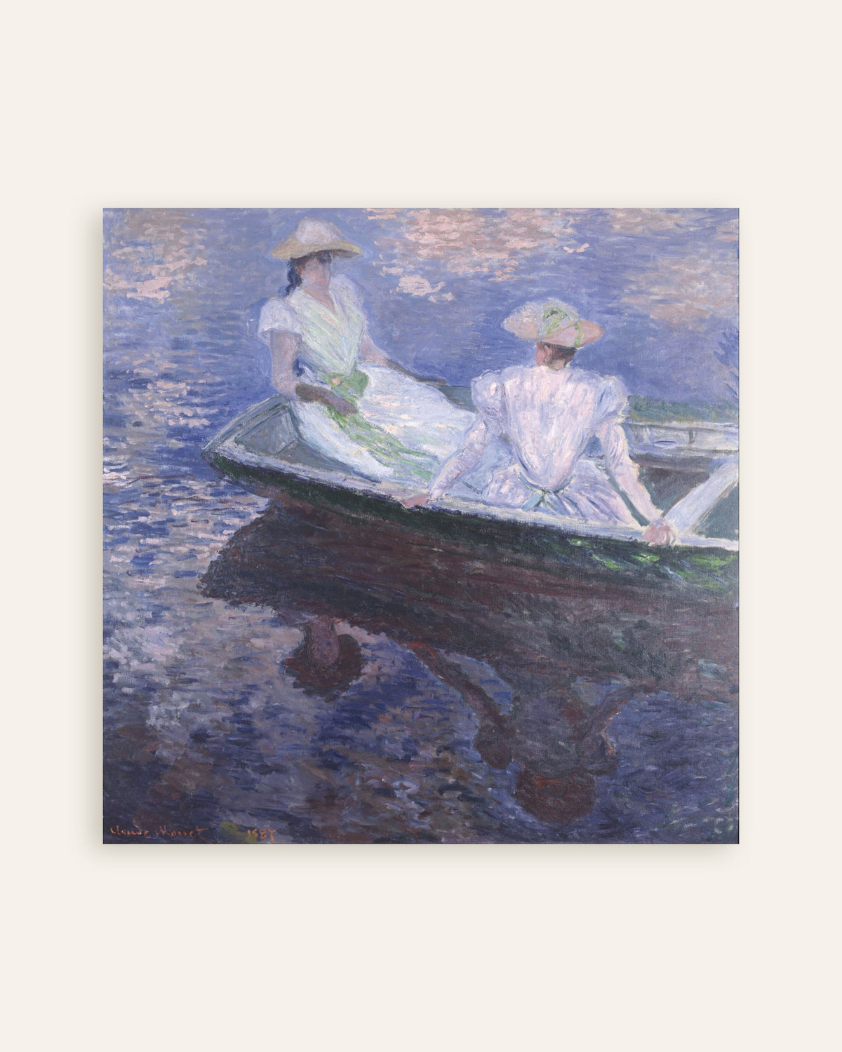 Plakat Unge piger i en båd (1887) af Claude Monet, miniature