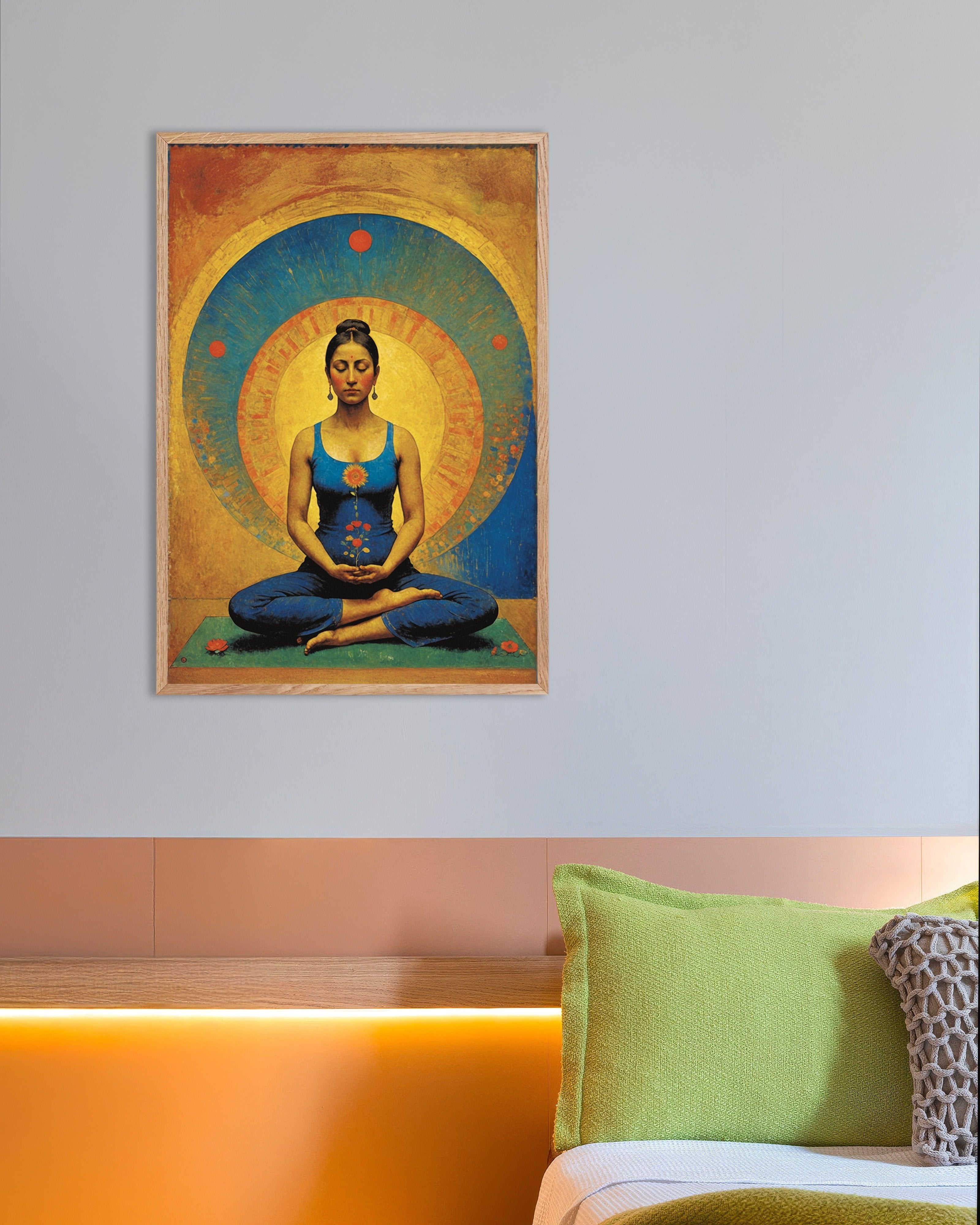 Poster of Zen Meditation Poster – Inner Balance Wall Art, with natural wooden frame